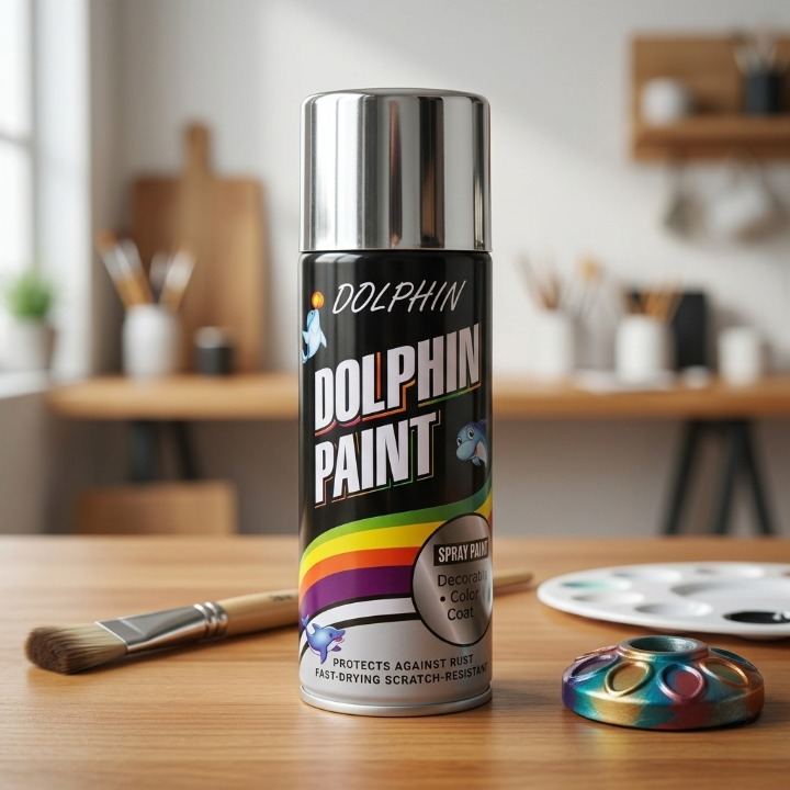 Dolphin Chrome Silver Spray Paint 300ml High Shine Metallic Finish Spray - Image 3