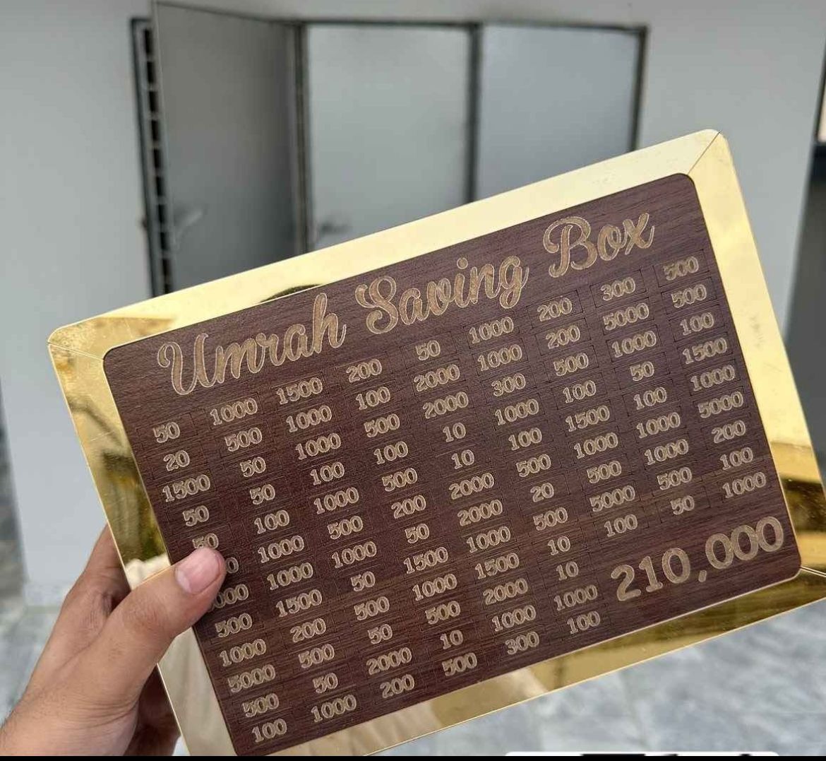 Wooden Umrah Saving Box Premium 210,000 Goal Money Box For Umrah Fund, Elegant Islamic Design Charity And Donation Storage Box - Image 3