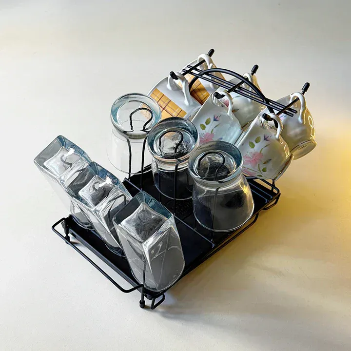 Durable Metal Cup & Glass Stand Rack Space-Saving Countertop Organizer for Mugs, Cups, Plates & Glasses (Kitchen Drying Holder) - Image 4