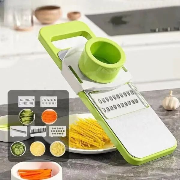 5-in-1 Multi-Functional Vegetable Slicer & Grater Adjustable Mandoline Cutter with Interchangeable Blades for Kitchen, Fruits & Vegetables - Image 4