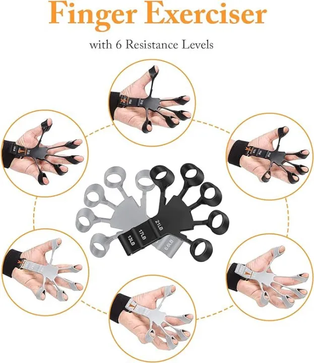 Adjustable Finger Strengthener Hand Grip Trainer 13LB to 21LB Resistance, Finger Exerciser for Guitar, Fitness & Rehab - Image 2