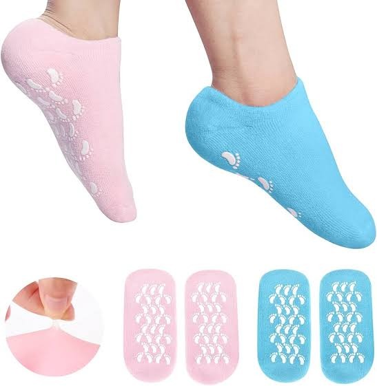 1 Pair Reusable Silicone Spa Gel Socks For Dry Feet And Cracked Heel Treatment Moisturizing Hydrating Softening And Skin Smoothing Overnight Foot Care (Random Color)