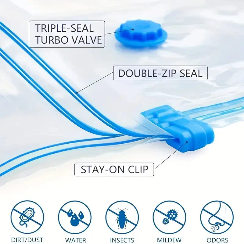 5-Pack Vacuum Storage Bags with Hand Pump – Space-Saving Compression Bags for Bedding & Clothes - Image 3