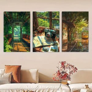Set of 3 Nature Art Wall Frames  Room Decoration, 8x11 Inches with Double Tape for Easy Mounting