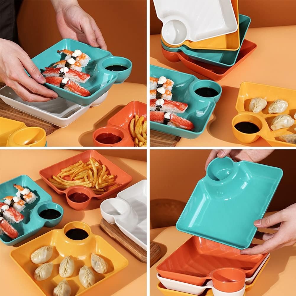 4 Pcs Snack Plate Set | Random Colour - Image 3
