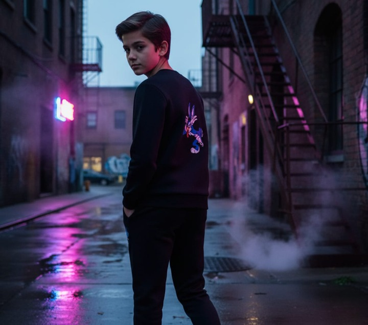 Black Bunny Printed Kids Tracksuit - Image 2