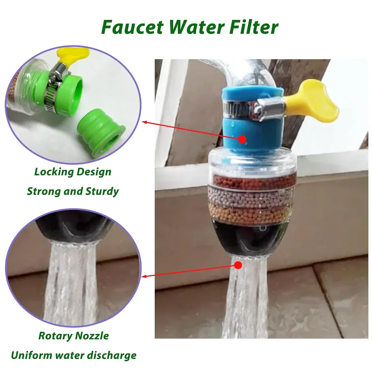 Fine Filter Faucet Anti Splash Water Saving Shower Head Purifier 6 Layer Filter Cartridge For Kitchen | Random Colour - Image 4