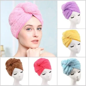 Hair Drying Towel Cap  Quick Dry, Soft & Absorbent Turban Wrap For Women | Anti-Frizz Hair Wrap Towel For Bathroom & Salon Use (Random Color)