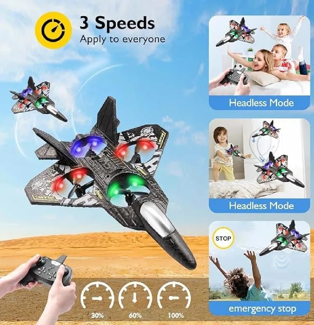 Premium RC Fighter Jet Plane 2.4G Remote Control Foam Airplane Toy with Lights | High-Speed Glider | Helicopter Style Stunt Aircraft for Kids & Adults - Image 4