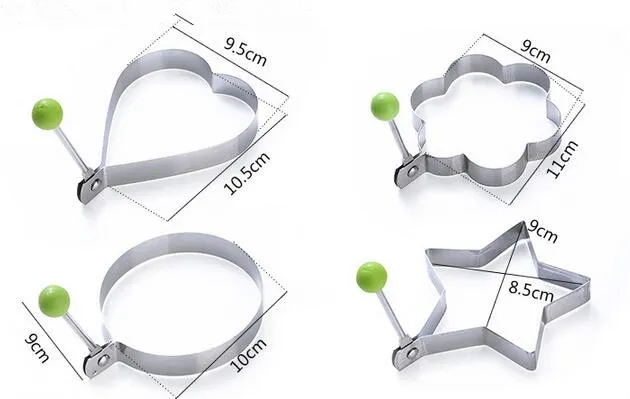 Pack of 4 Egg Shaper Kitchen Tools Star, Heart, Round, Flower Shaped Stainless Steel - (random color ) - Image 2