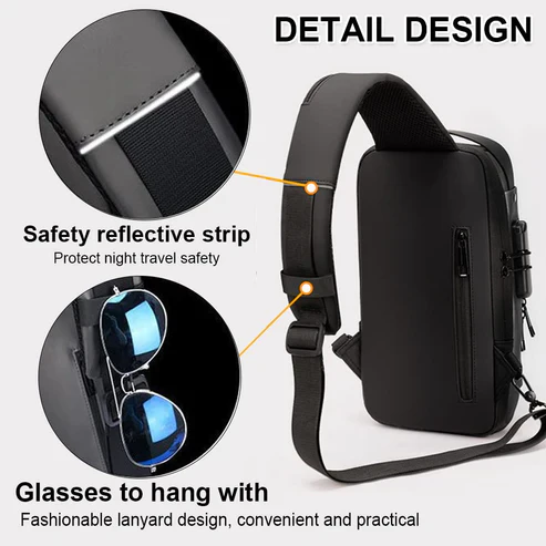 Chest Bag Multifunction Crossbody Sport Running Travel Sling Pack Anti-theft for Men (Random Color) - Image 5