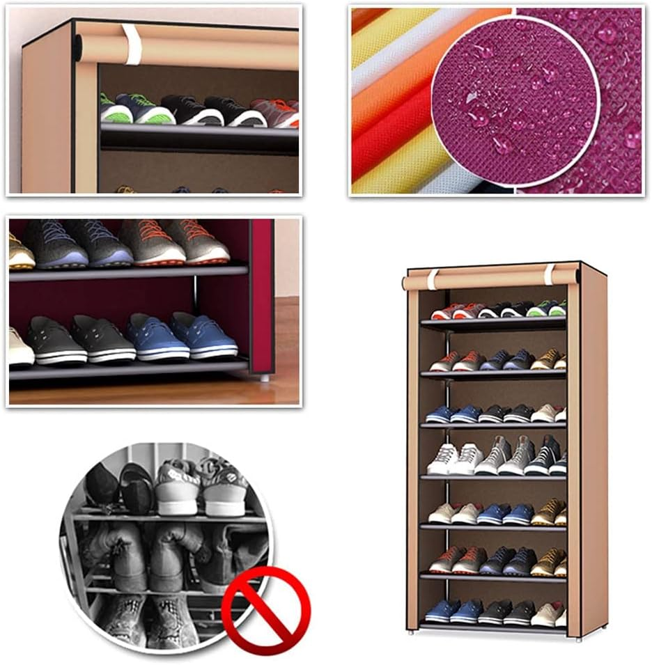 7 Layer Portable Dustproof Shoe Rack Non-woven Shoe Rack Storage Bag Closet Household Shoe Storage Rack Storage Cabinet ( Random Color) - Image 5
