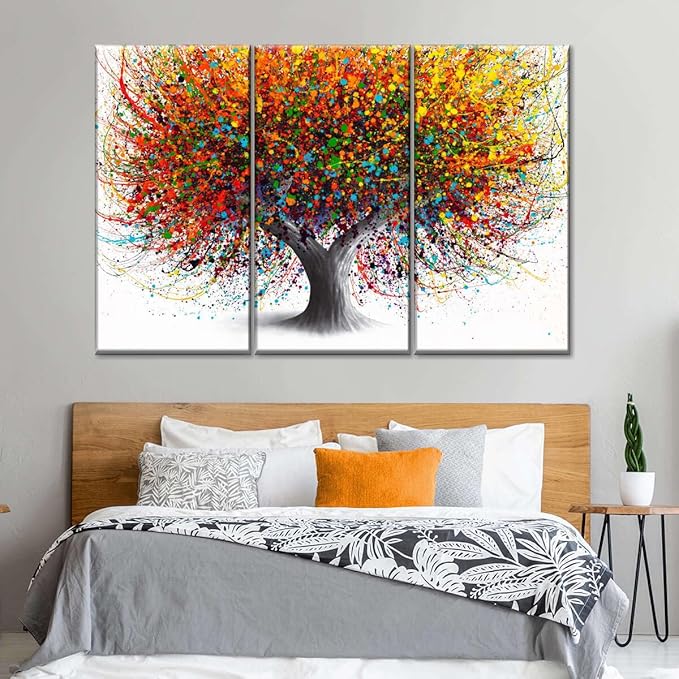 Fotocraft Tree Of Festivity Absttract 3 Piece Canvas Wall Art Paintings Print For Bedroom Living Room Bathroom Home Office Interior - Image 4