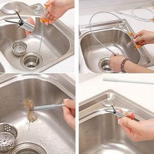 Stainless Steel Hair Catching Drain Cleaning Wire Spring Sink Cleaning Stick (60cm)