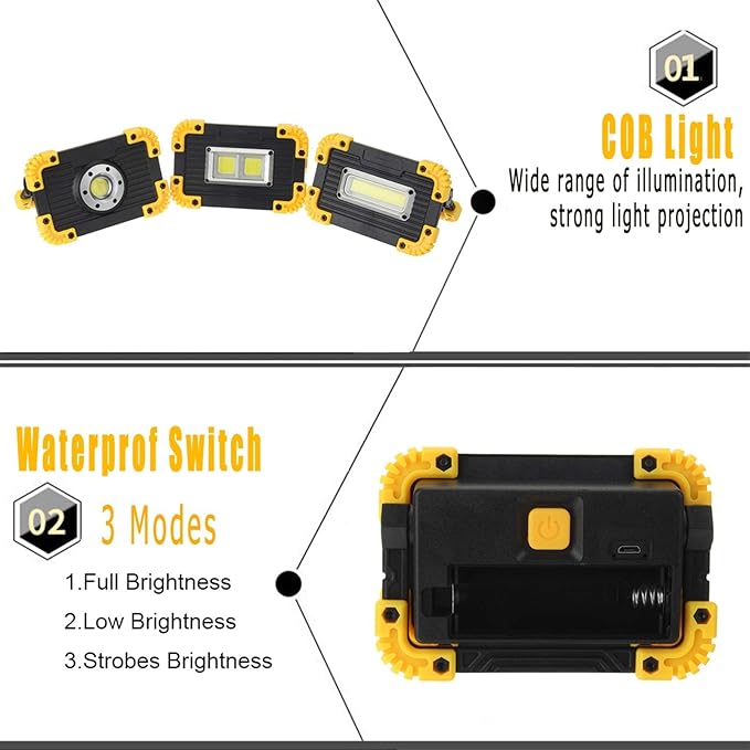 Portable COB LED Floodlight USB Charging Rechargeable Spot Work Outdoor Camping Lamp - Image 2