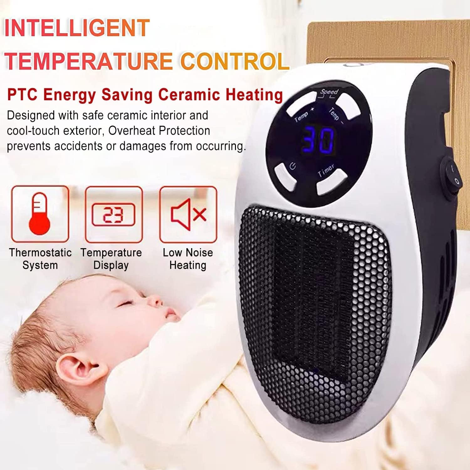 Portable Electric Heater Fan Heater Electric Ceramic Fan Energy-Saving Heater Safe Quiet Heating Fan room for Winter. - Image 4