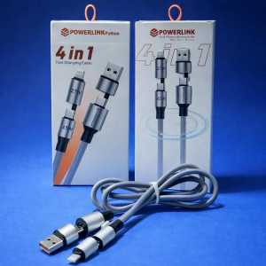 PowerLink Python 4-in-1 Fast Charging Cable 100W Super Fast Charging & Data Sync Cable