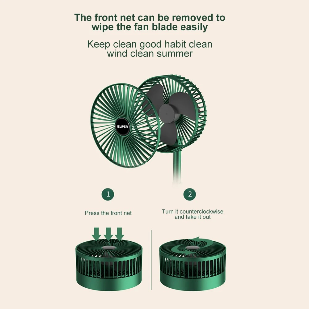 Rechargeable - Portable Telescopic Folding Fan Table Desk Fan - Image 3