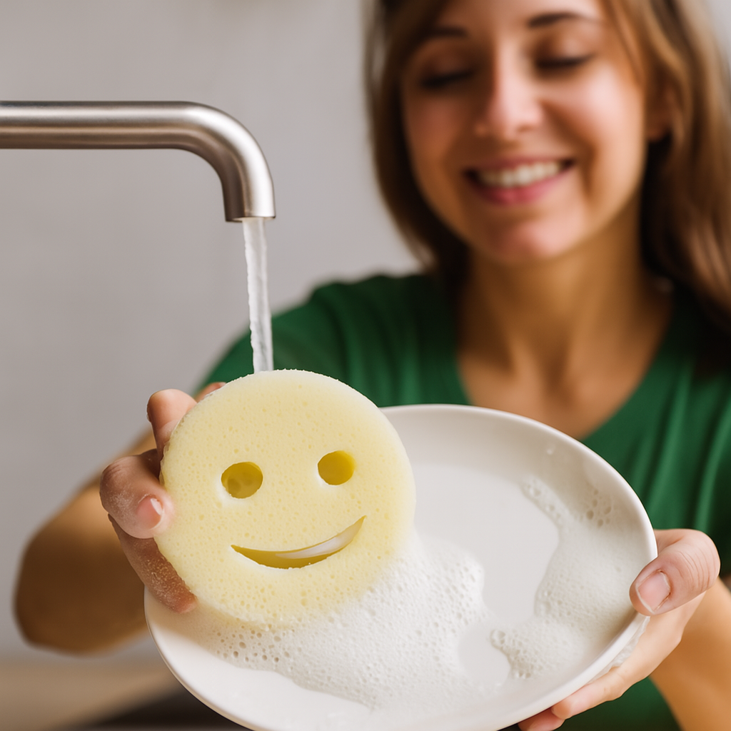 Smiley Face Scrub Sponge Mr. & Mrs. Scrub | Gentle on Surfaces, Tough on Messes - Image 2