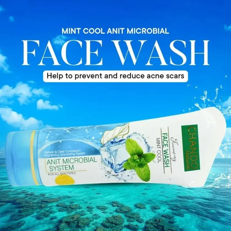 CHANDO Naturals Foaming Face Wash Mint Cool Anti-Microbial Daily Cleanser for Oily & Acne-Prone Skin (100ml) - Image 4