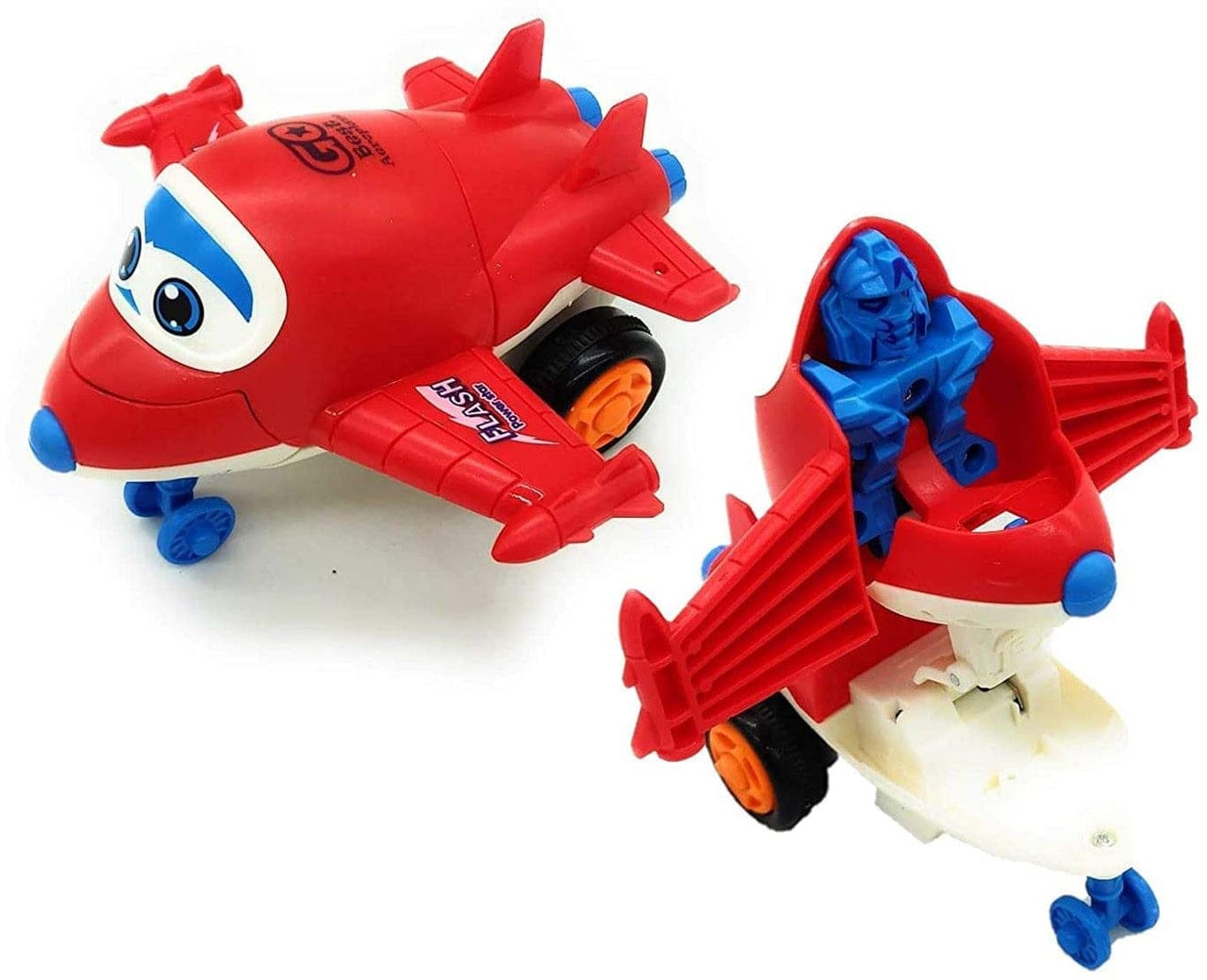 Transforming Aeroplane Friction Toy For Kids With Quick Character Change High Quality Abs Material And Fun Play (Random Color) - Image 2