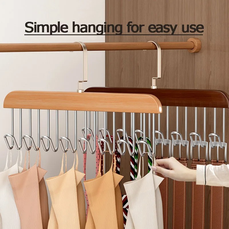 8 Hooks Multi-function Wooden Caps, Belts, Tie Hanger Strong No Trace Storage Rack - Image 2
