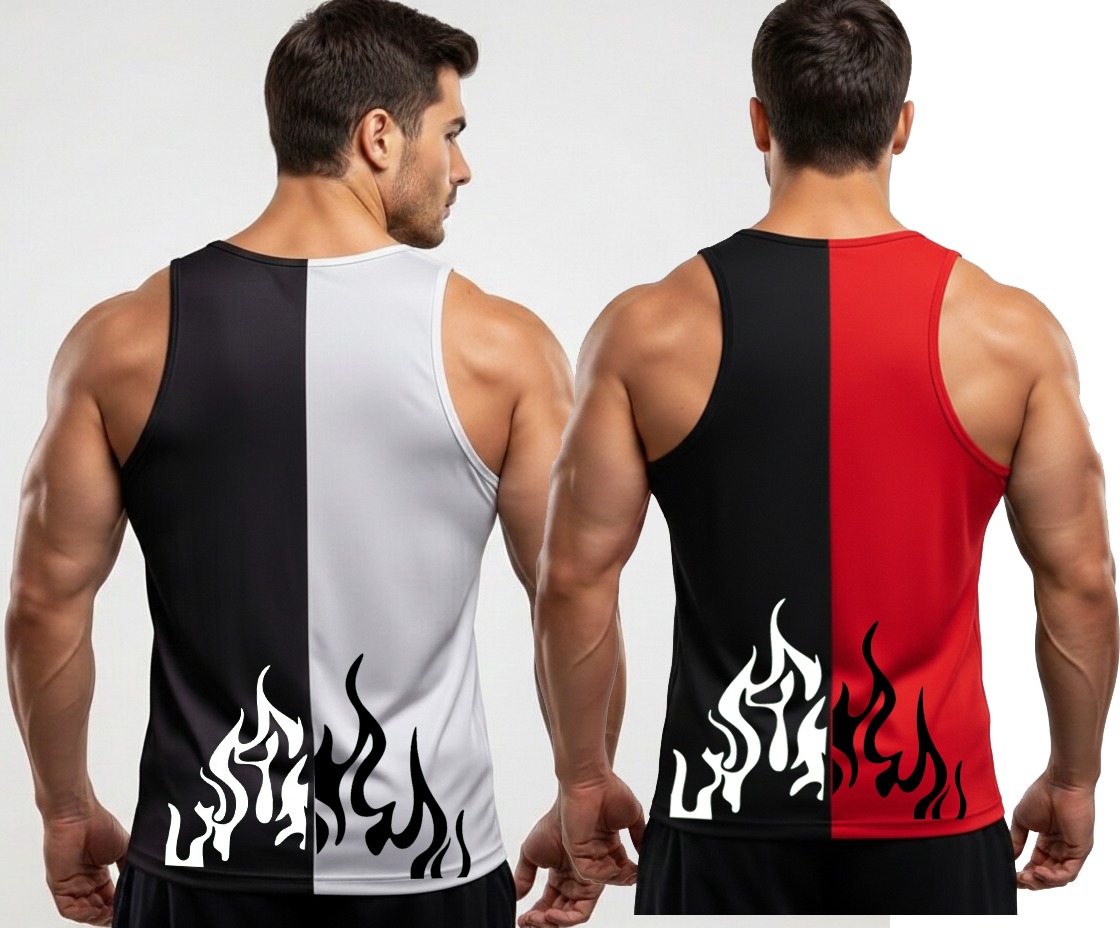Pack of 2 Printed Top Tank Sando for Men and Boys | Stylish Panel Gym & Summer Wear - Image 2