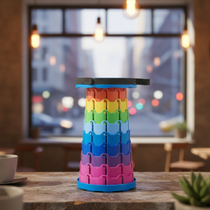 Portable Rainbow Telescopic Stool  Lightweight Collapsible Folding Seat for Camping, Fishing, Hiking & Outdoor Activities  Adjustable Height