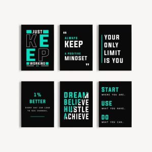 6 Pcs Motivational Wall Decor Cardboard Phototiles  Inspirational Quote Posters with Back Double Tape