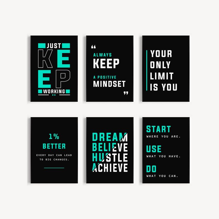 6 Pcs Motivational Wall Decor Cardboard Phototiles Inspirational Quote Posters with Back Double Tape