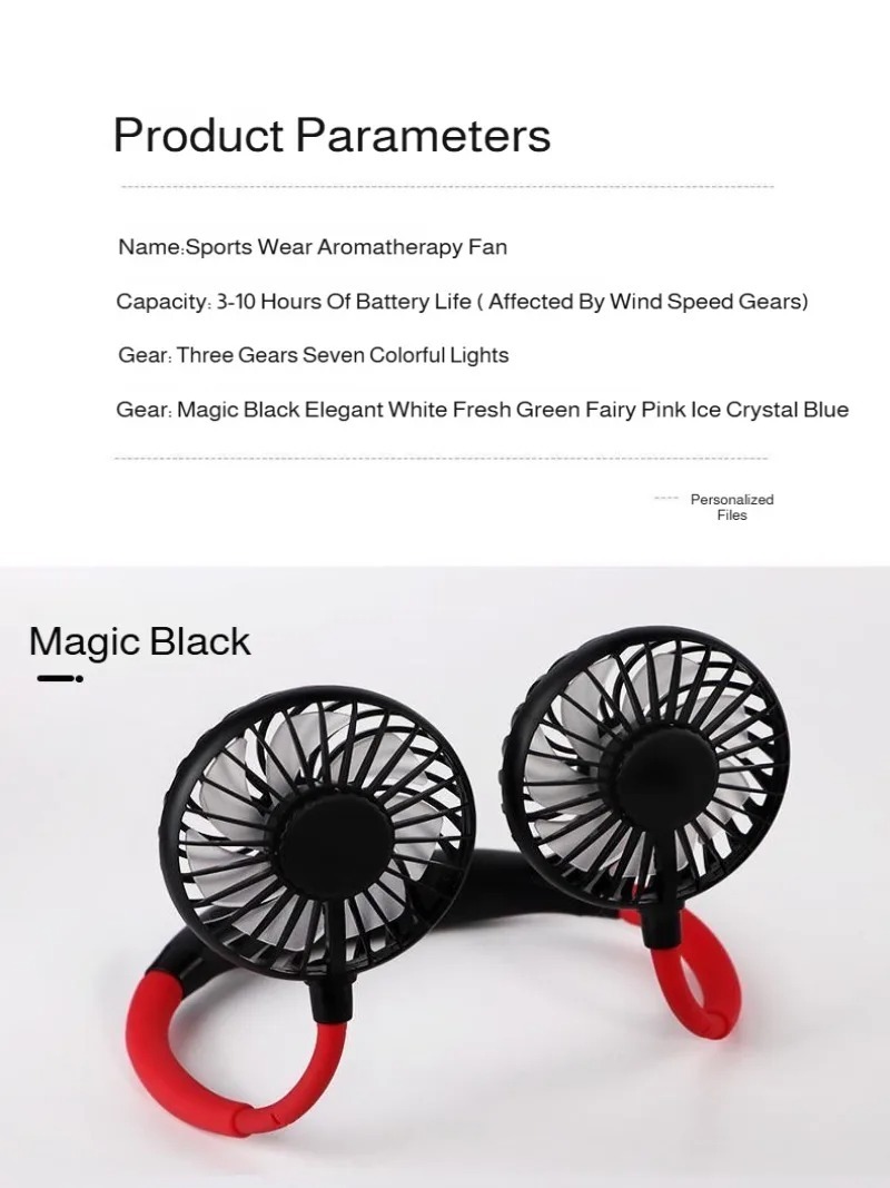 Lazy Portable Silent Neck Fan Wearable Rechargeable Dual Fan with LED Light & 3-Speed Control (Random Color) - Image 4