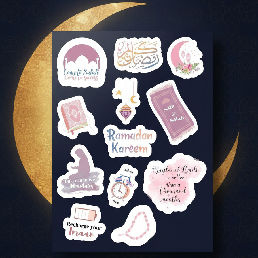 Ramadan Mubarak Sticker Pack 12 Uncut Decorative Stickers - Image 3