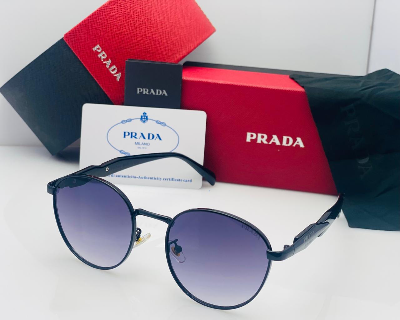 Prada Round Metal Frame Sunglasses For Men And Women With Stylish Tinted Lenses - Image 4