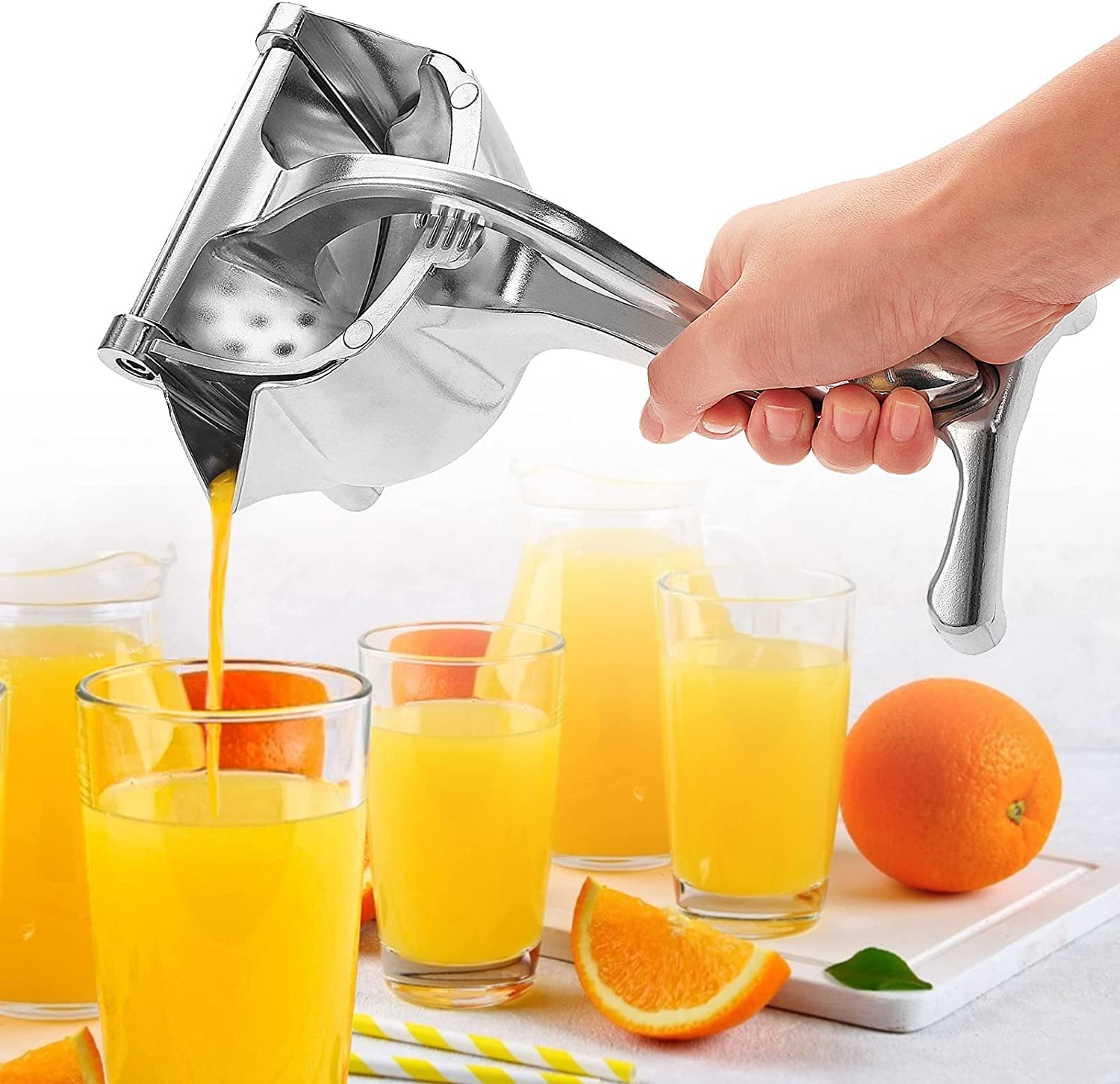Stainless Steel Lemon & Orange Clip Handheld Fruit Juicer Durable Manual Portable Citrus Squeezer for Kitchen & Baby Fruit Juice