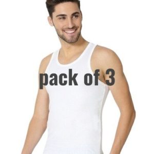 Pack of 3 White Men's Vest (Banyan) Soft Cotton Sleeveless Undershirt for Daily Wear