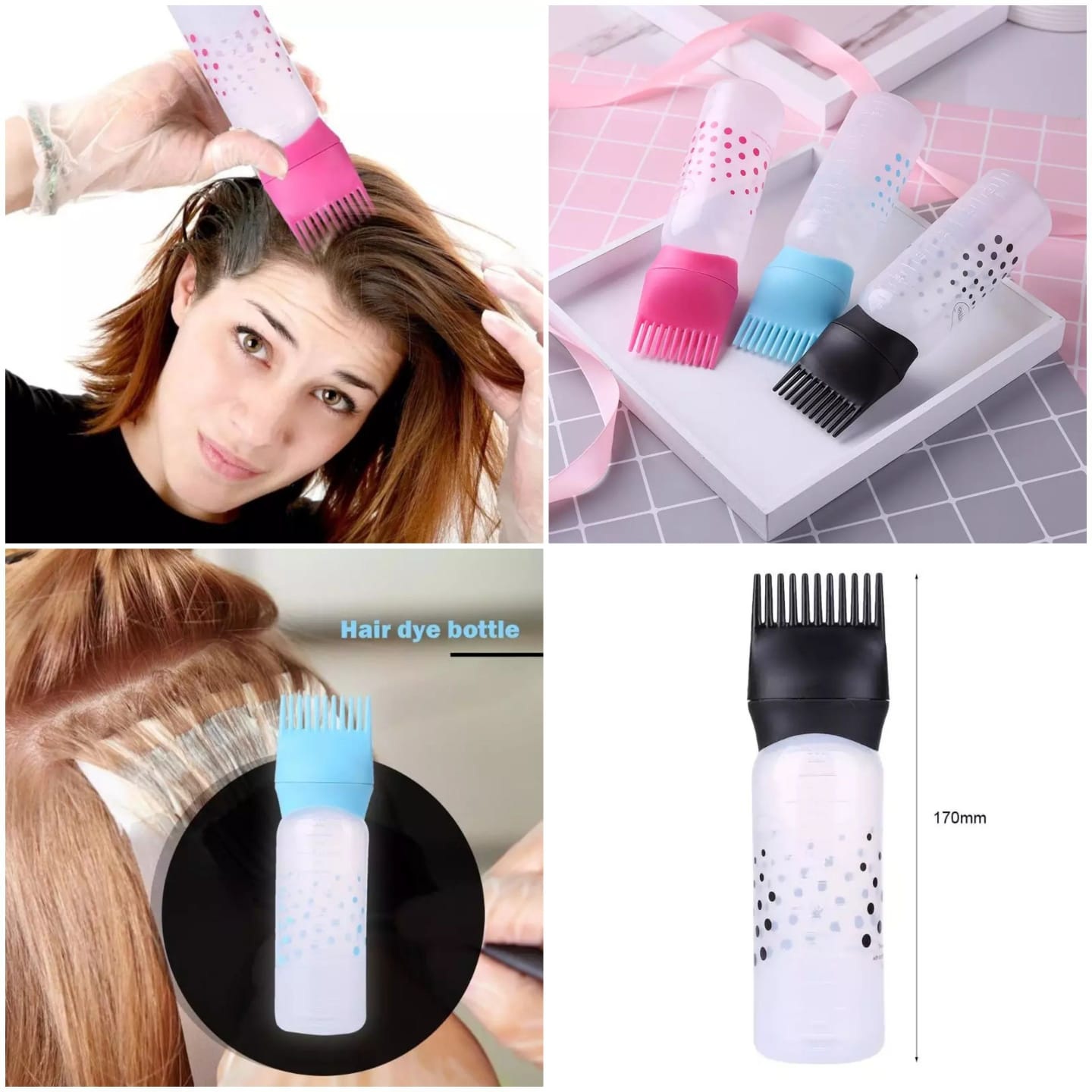 Hair Oil Comb Applicator Bottle with Graduated Scale Professional Hair Coloring, Oiling & Scalp Treatment Tool ~ Random Color (1Pc) - Image 4
