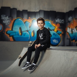 Kids Missi Printed Black & Black Tracksuit Set