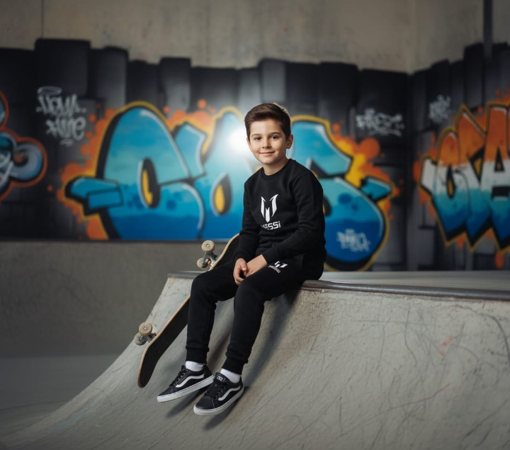 Kids Missi Printed Black & Black Tracksuit Set