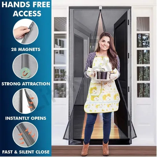 Premium Quality Mosquito Magic Mesh In Hard Box With 20pcs Double Tape Stickers And 12pcs Hocks For Easy Installation - Image 3