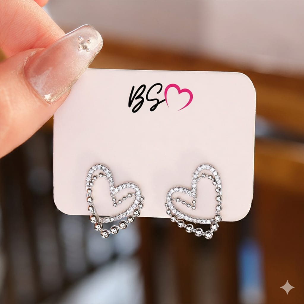 ZJE-164 Heart Shape Double Korean Earrings Elegant Fashion Jewellery, Stylish Accessory for Women - Image 3