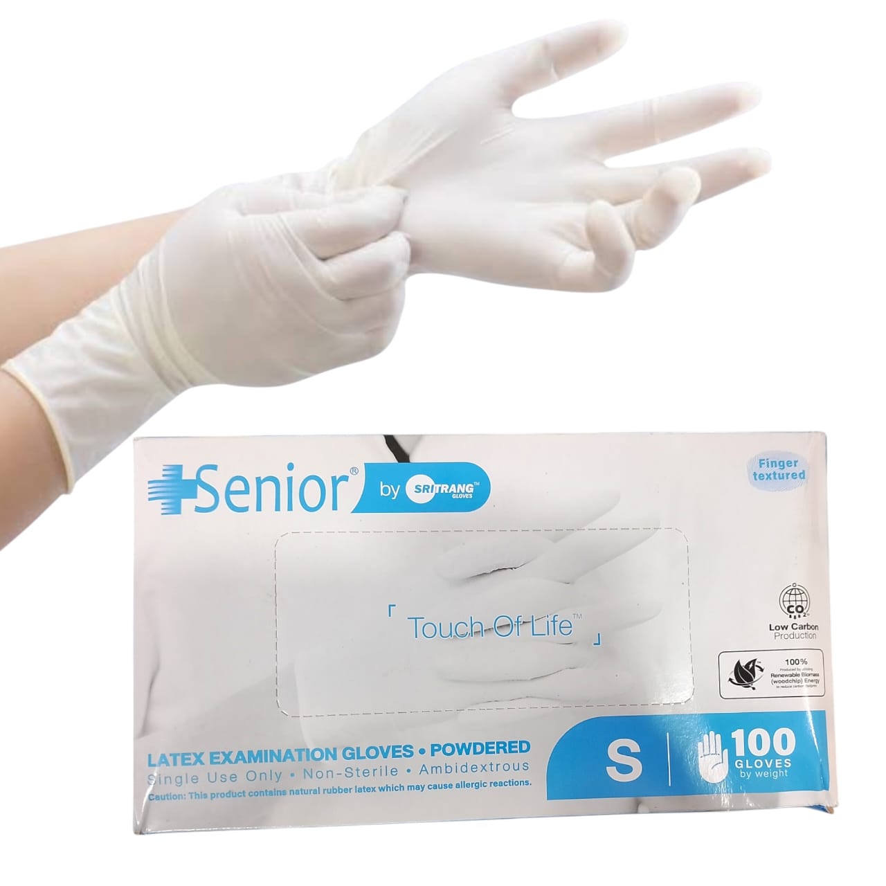 Senior Latex Examination Powdered Gloves 100 Pcs Box, Premium Quality Disposable Medical Gloves For Professional Use, White Color - Image 2