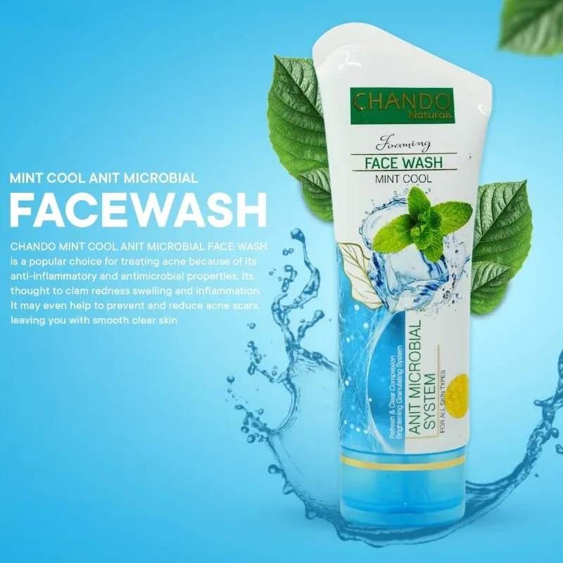 CHANDO Naturals Foaming Face Wash Mint Cool Anti-Microbial Daily Cleanser for Oily & Acne-Prone Skin (100ml) - Image 3
