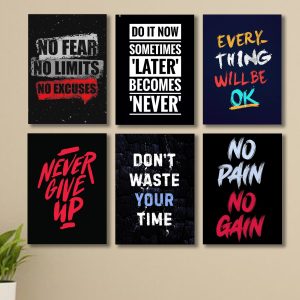 6 PC Motivating Quote Wall Decor Cardboard Phototiles Inspiring Elegant And Unique Decorative Home And Office Art