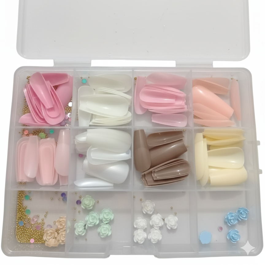 96 Pcs Artificial Nails With Beads  Multicolor Nail Art Decoration Set Made From Premium ABS Plastic, Perfect For Stylish DIY Manicure Designs - Image 3