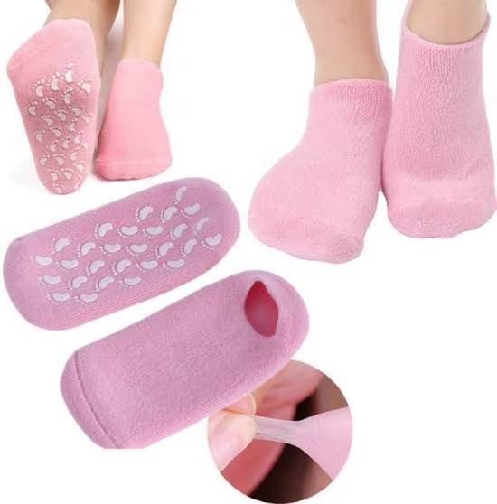 1 Pair Reusable Silicone Spa Gel Socks For Dry Feet And Cracked Heel Treatment Moisturizing Hydrating Softening And Skin Smoothing Overnight Foot Care (Random Color) - Image 3