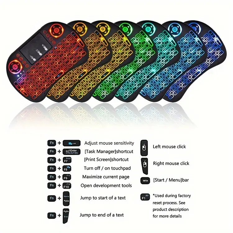 i8 2.4G Mini wireless keyboard with touchpad | 7-color Backlight ,plug and play | Super cool design - Image 4
