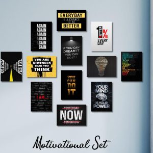 Motivational Wall Art Wooden Canvas Frames 12 Pcs Set Wooden Sticky Tiles 5x7 Inches Easy Mounting