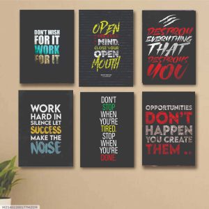 6 PC Motivating Quote Wall Decor Cardboard Phototiles Durable Elegant Stylish Inspiring Home And Office Art