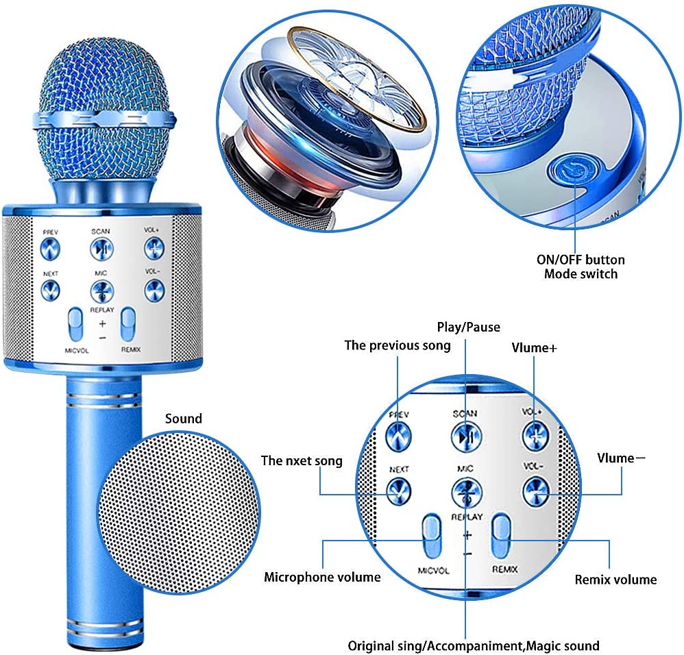 Bluetooth Handheld Karaoke Speaker Player Machine for Kids Adults Home KTV Party for Android/Iphone/Ipad/Pc (Random Color) - Image 4
