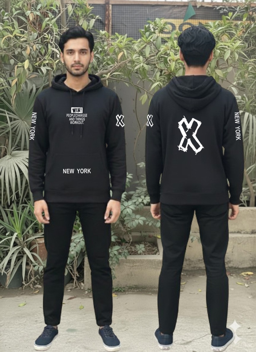 Urban Edge WIN Performance Tracksuit Mens Premium Heavyweight Fleece Hoodie Set with New York Signature Graphics - Image 2